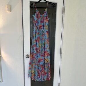 Nicole Miller Floral Maxi Dress in Blue and Pink NWOT